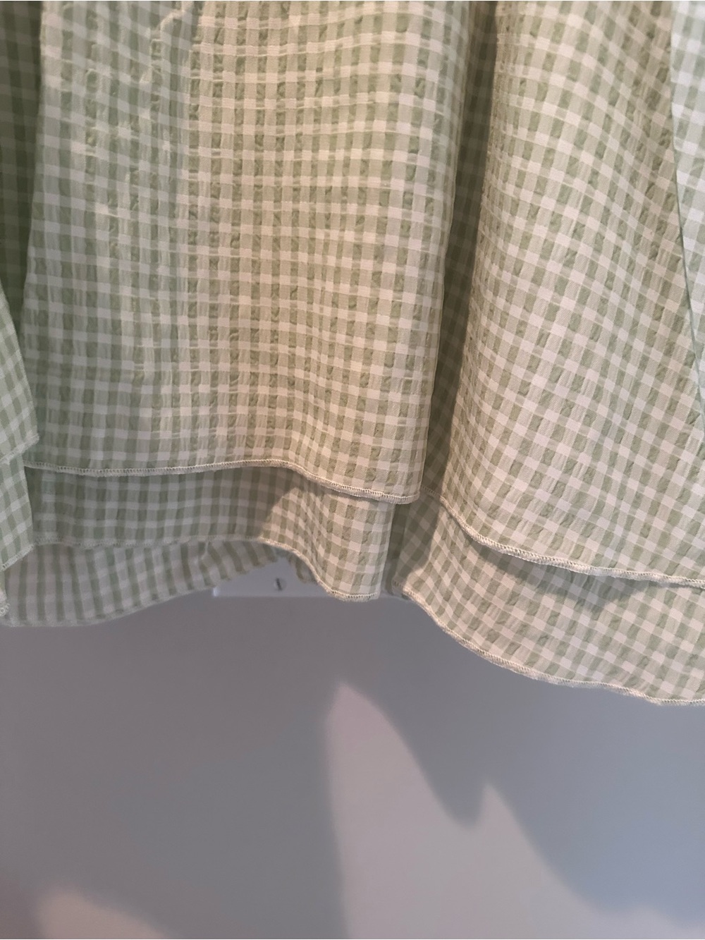 NWT Heyson Light Green Gingham Ruffle Neck Blouse - Picture 5 of 6